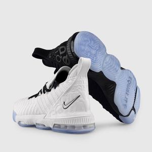 Nike Kids White Black Basketball Sneakers with Icy Blue Soles